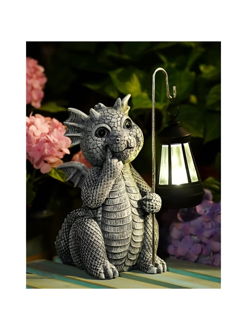 Dragon Statue with Solar Lantern - Garden Decor for Lawn, Patio, and